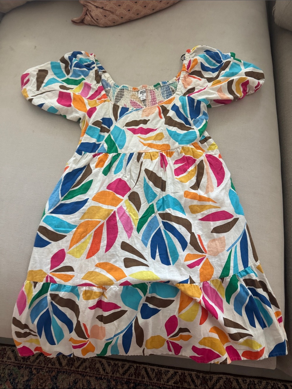 Tabitha Brown for Target Colorful Leaf-Print Puff Sleeve Dress